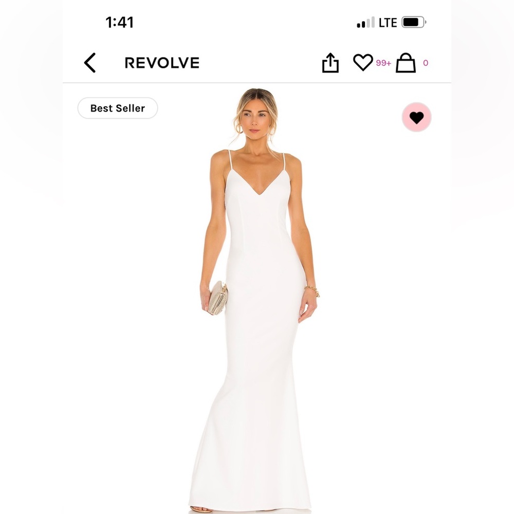 Revolve white gown, backless